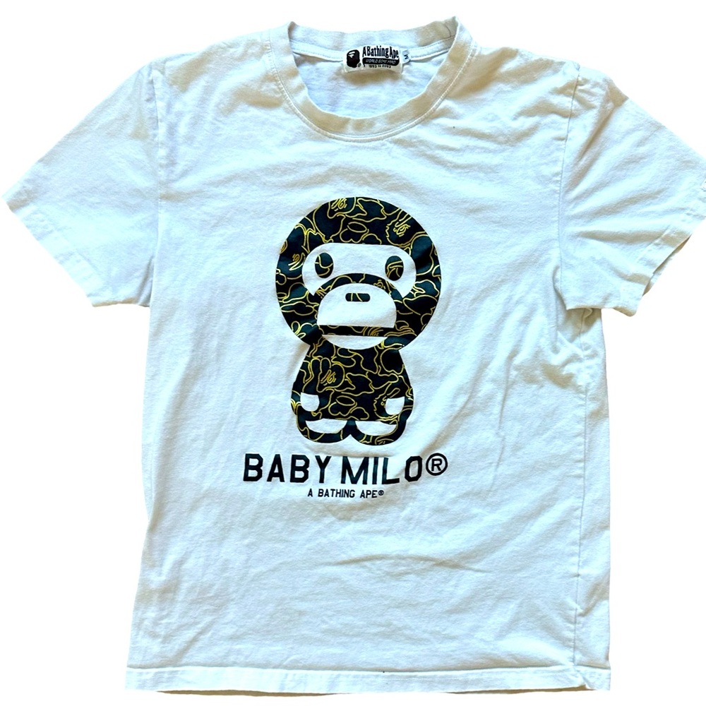 Bape mens white short sleeve shirt